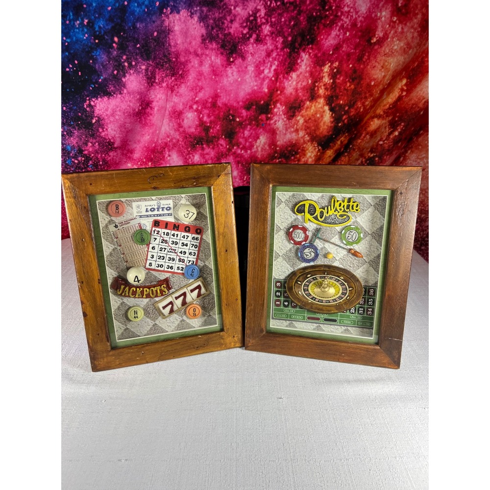 Arister Gifts 3D Shadow Box Game Room Art Pair Bingo Roulette Casino Decor 2004